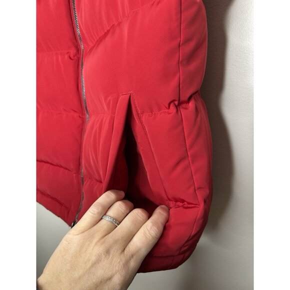 Talbots Red Puffer Sleeveless Zip Up Vest Down Feathers Pockets Size Small - Picture 4 of 10